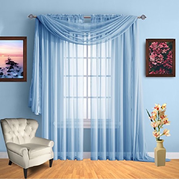 Amazing Sheer Baby blue 2 window panels - Picture 1 of 4